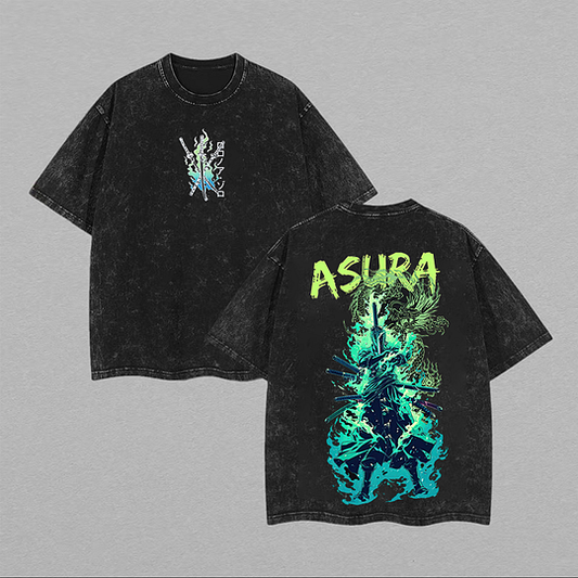 One Piece Asura Zoro Printed Unisex Washed T-Shirt