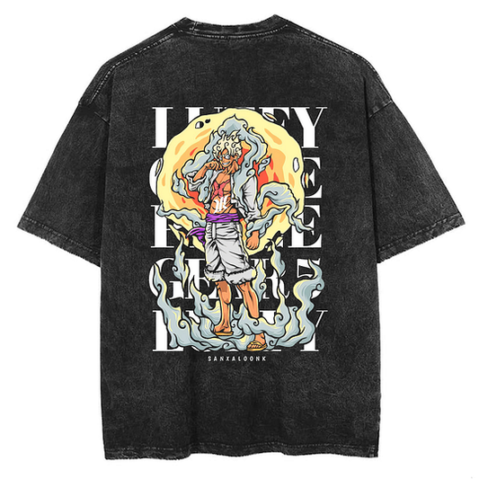 One Piece Monkey D. Luffy Printed   Washed T-Shirt- Unisex