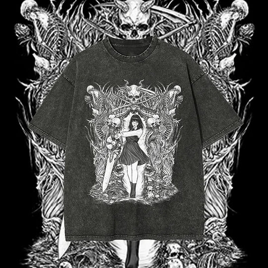 Falling Devil Chainsaw Man Printed Unisex Washed T-Shirt