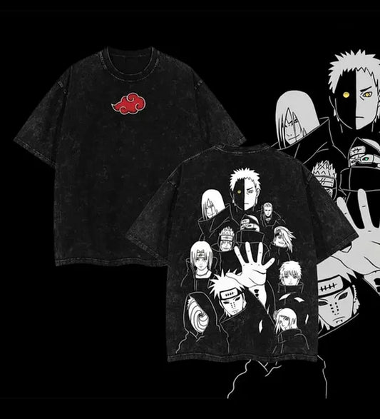 Naturo Anime Printed Unisex Washed T-Shirt