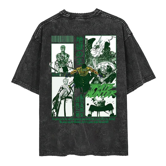 One Piece Sauron Printed   Washed T-Shirt- Unisex