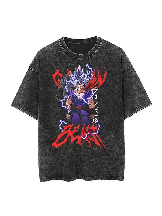 Vintage Gohan BeastMode Printed Men's Washed T-Shirt