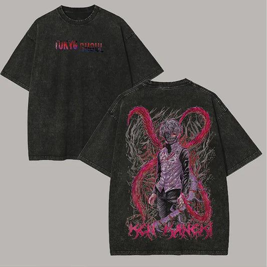 Tokyo Ghoul Ken Kaneki Printed Unisex Washed T-Shirt