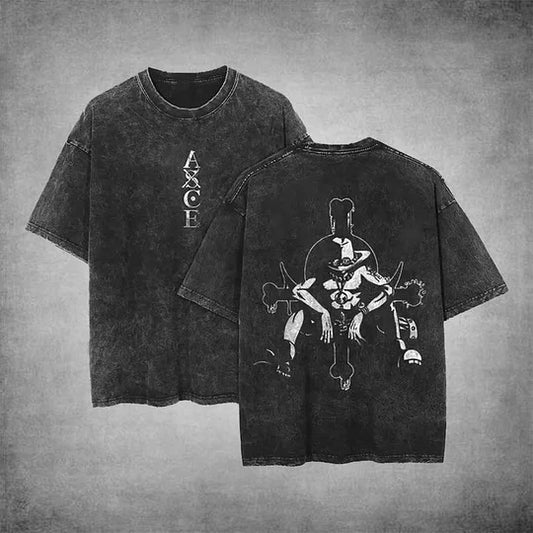 Straw Hat Pirate Ace Printed Unisex Washed T-Shirt