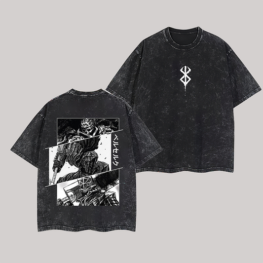 Fosskos Berserk Printed Men's Washed T-Shirt