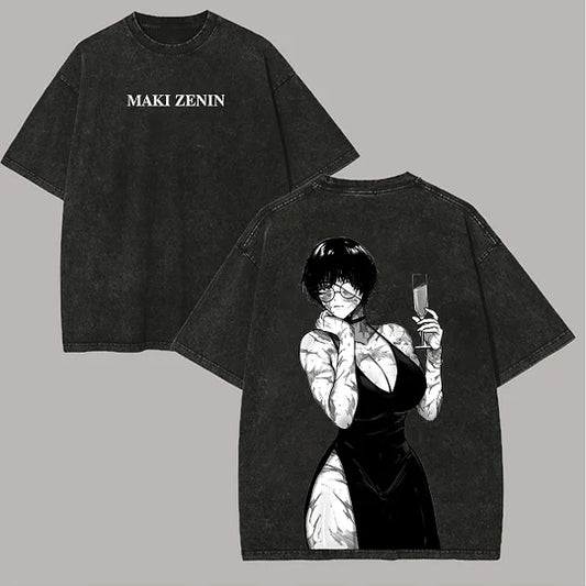 Maki Zenin Jujutsu Kaisen Printed Unisex Washed T-Shirt