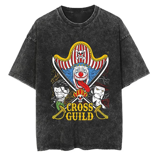 Cross Guild Printed   Washed T-Shirt- Unisex