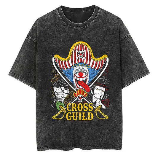 Cross Guild Printed   Washed T-Shirt- Unisex