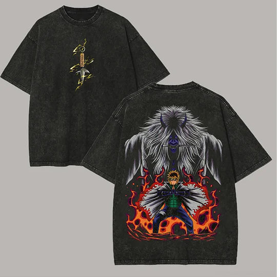 Naruto Minato Namikaze Printed Unisex Washed T-Shirt