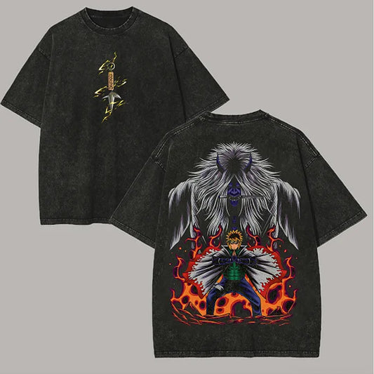 Naruto Minato Namikaze Printed Unisex Washed T-Shirt