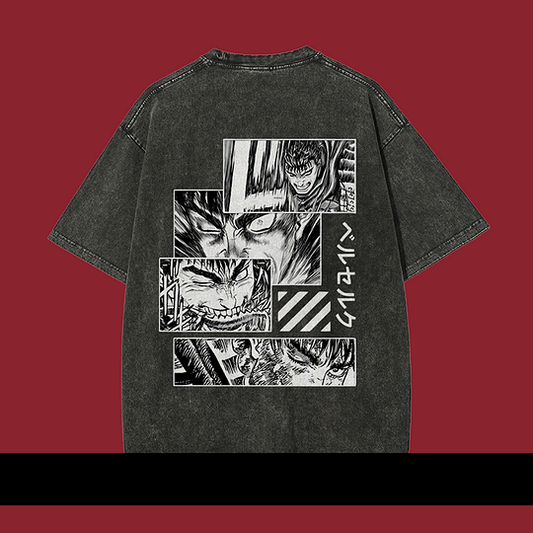 Guts Vintage Berserk Printed Men's Washed T-Shirt