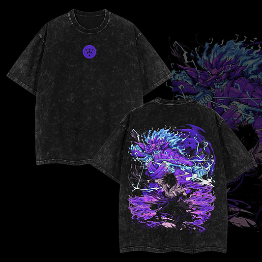 Sasuke And Susanoo Printed Unisex Washed T-Shirt