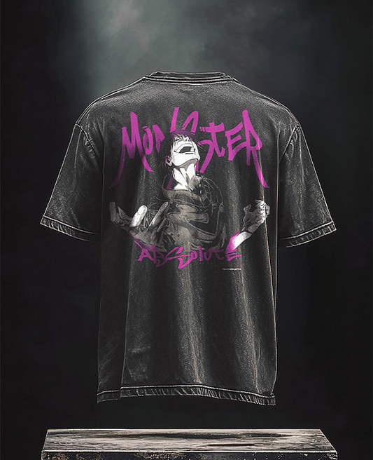 Toji Monster Vintage Printed Men's Washed T-Shirt