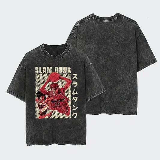 Sakuragi Hanamichi Slam Dunk Printed   Washed T-Shirt- Unisex