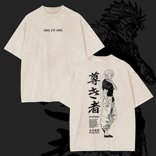 Nah, I'd Win Satoru Gojo Printed Unisex Washed T-Shirt