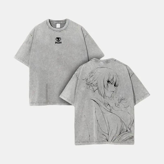 Soi Fon Bleach Anime Double Printed Vintage Washed Tee Unisex Oversize